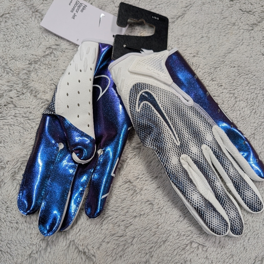 Nike Vapor Jet 7.0 Football Gloves Mens L White Iridescent Purple Receiver NEW - Picture 2 of 5
